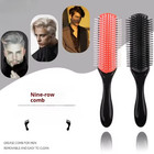 9 Row Detangling Hair Brush Unisex Denman Style Scalp Massage Hair Comb Straight