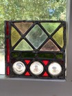 Pair Of Antique Square Stained Glass Panels                             7397 8 2