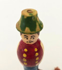 Antique wood sewing needle Holder painted primitive nodder top Hat hard To Find