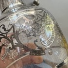 Sterling Silver Overlay Whiskey Bottle Bar Liquor Decanter W Holder