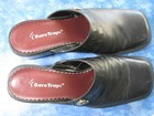 Bare Traps Slip-on Wedge Heel Shoes Black Leather Women s Size 6m Square Toe Vgc