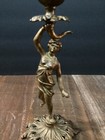 Antique Bronzed Cast Iron Art Nouveau Candlestick Holder Woman Figure 8 5   