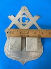 Vintage Antique Masonic Aluminum Cut Out Match Holder Safe