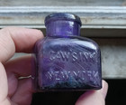 Caw s Ink New York Bold Emb Pretty Amethyst Early 1900 Square Ink Bottle