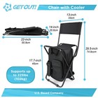 Get Out  Foldable Fishing Chair Backpack Stool With Cooler And Backrest 225 Lbs
