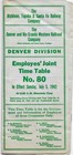 1942 At sf d rgw Government   Employes Only Time Table Wwii Era Denver Div  
