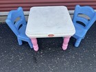 Little Tikes Vintage Kids Child Size Furniture Pink Victorian Table Blue Chairs