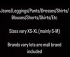 Lot Of 100 Womens Clothing    Shirt dresses jeans Etc   Wholesale   Reseller Lot