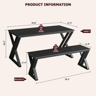 Kitchen Dining Table Set For 4 People Dinner Table With 2 Bench For Dining Room