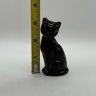 Vintage Mcm Redware Clay Ceramic Black Kitty Cat Figurine Trinket Decor    