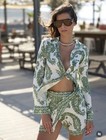 Set Of Zara Printed Shirt And Printed Sarong Skirt Ecru   Green  5029 092-3