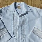 Vintage Beau Tiki Lolani Hawaii Mens Large White Lace Hawaiian Shirt Pockets