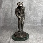 Bronze Golfer Statue Vintage Dress 12  Marble Base Classic Putt