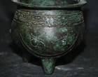 6  Old Chinese Shang Bronze Ware 3 Leg Beast Face Incense Burner Censer