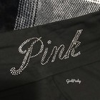Victoria Secret Pink Flared Black Fold Over Leggings Bling Logo Sizes S-xxl