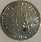 1916 French 1 Franc  83 5  Silver  World War I Era Sower  la Semeuse 
