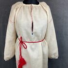 Hand Embroidered Peasant Dress Ukrainian Vyshyvanka Linen Shirtdress Size M