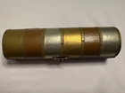 Wood Box Brass  Silver   Copper Overlay Trinket Pencil Cigar Holder Vintage