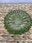 Vintage Glass Ashtray Hazel Atlas Sunflower Daisy Green Trinket Dish Mcm 50s 60s