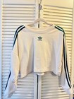 Adidas Originals Women s Hooded Pullover Sweatshirt White Green Stripes M