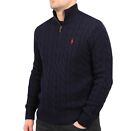 Nwt - Polo Ralph Lauren Men s 1 4 Zip Cable Knit Cotton Sweater   Navy   S - Xxl