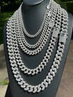 Real Miami Cuban Link Chain Iced Moissanite Solid 925 Sterling Silver Necklace