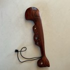 Vintage Tiki Carving New Zealand Maori Patu Club Wood W  Paua Shell