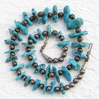 Vintage Native American Navajo 23    Necklace Turquoise Nuggets Sterling Beads 23 