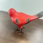 Rustic Enamel Cardinal Bird Figurine Decor Enamelware Farmhouse Shelf Sitter 6 
