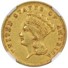 1855  3 Gold Indian Princess Ngc Au55 Cac Better Date 