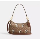 Coach Teri Shoulder Bag In Signature Canvas Gold tan brown New