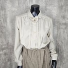 Vintage 70s 80s Sansage Womens M Neutral Grey Shirt Dress W  Belt L s