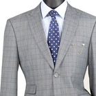 Vinci Men s Gray Glen Plaid 2-button Modern Fit Business Suit - New