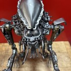 Heavy Rotating Predator Metal Sculpture W  Nunchucks  Scrap Metal Artwork 18 5   