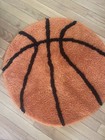 Basketball Slip Proof Round Rug 26 Inches Orange And Black Indoor Outdoor