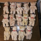 Jointed Teddy Bear 8 1 2  Craft Lot Of 14 Fuzzy Ribbon Bow Tan -  Vintage 