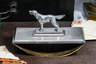 Hunting Dog English Antique Engine Turned Sterling Silver Desk Ink Blotter
