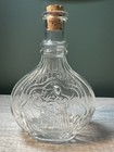 Vintage Glass Bottle With Embossed Lady     Clear Apothecary Decanter W  Cork