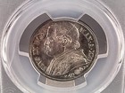 Papal States 2 Lire 1867 R - Silver 0 835 - Anno Xxii - Pcgs Ms62 - Rare In Ms