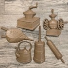 Vintage Metal Wall Decor Coffee Grinder Kettle Bellows Churn Rolling Pin Teapot