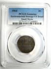 1864  small Motto  Two Cent Coin 2c - Pcgs Vf Details - Rare Small Variety 