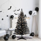 4ft Halloween Black Christmas Tree Artificial Small Mini Xmas Tree With 50 Light
