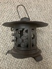 Asian Japanese Oriental Cast Iron Metal Garden Lantern Bird House Candle Holder