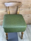 Vintage Mcm Mid Century Modern Sewing Chair Stool With Green Vinyl Seat Storage