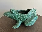Vtg Mccoy Green Frog Planter Majolica Flowers Mcm