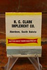 Vintage Massey-harris Combines H c  Clark Implement Co Aberdeen  Sd Matchbook