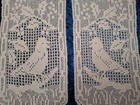 Antique Mary Card  holly   Bird  2 X Doilies 1931 Design Filet Hand Crochet