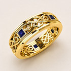 925 Sterling Silver Celtic Knot Ring Blue Stone Platinum Finish Custom Size