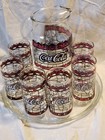 Coca-cola Circle Tiffany Pitcher Platter   Glass Set