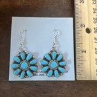Native American Navajo Indian Cluster Dangle Turquoise Earrings  8 Stunning Zuni
